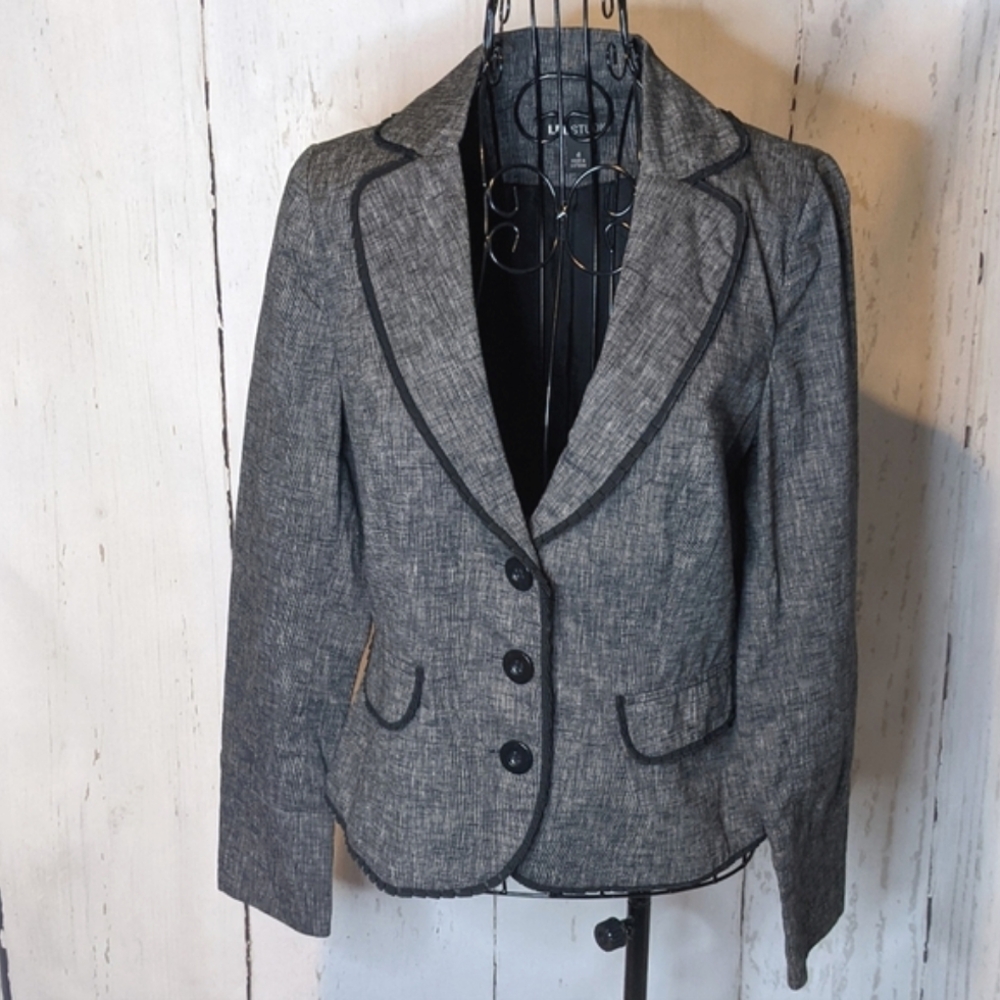 I.N. STUDIO GREY LINEN 3 BUTTON Blazer JACKET 4